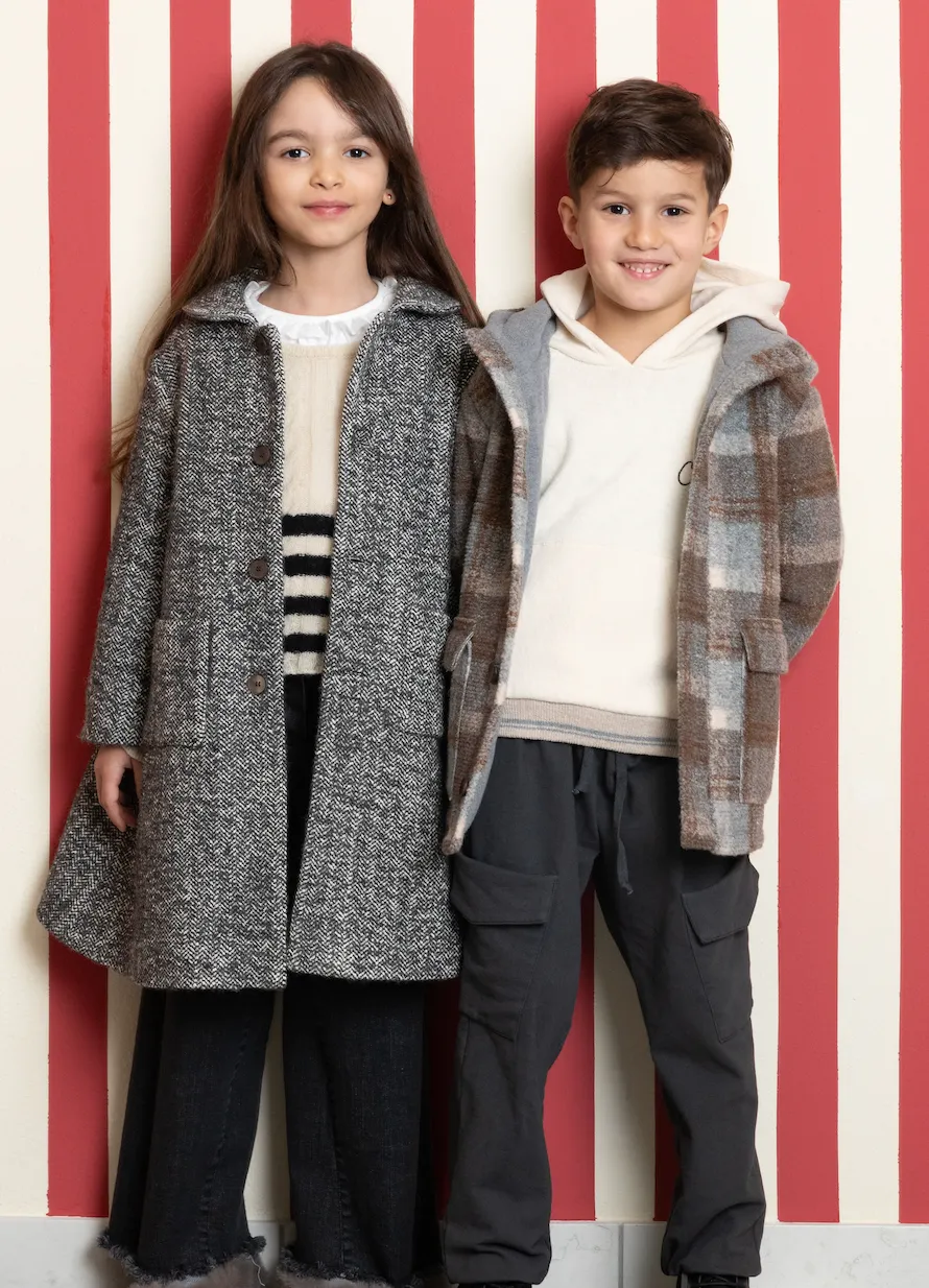 Solid Knitted Kids Peacoat