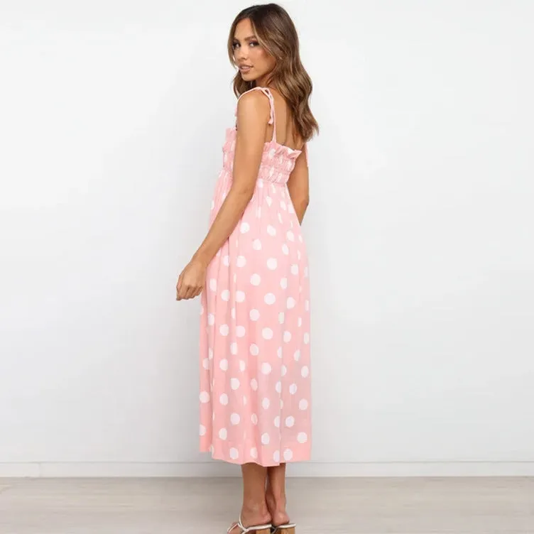 Summer sexy  new style polka dot print maxi dress