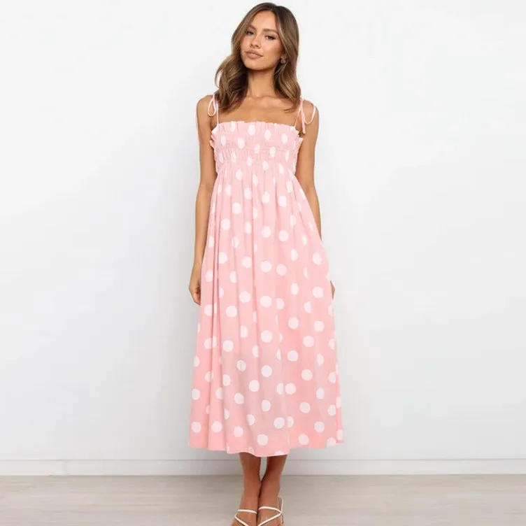 Summer sexy  new style polka dot print maxi dress