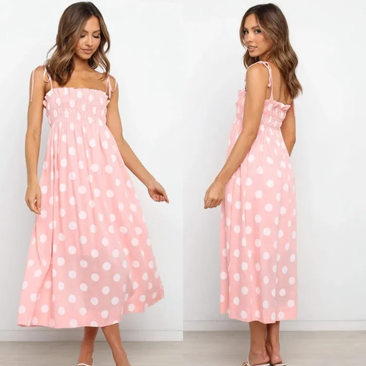 Summer sexy  new style polka dot print maxi dress