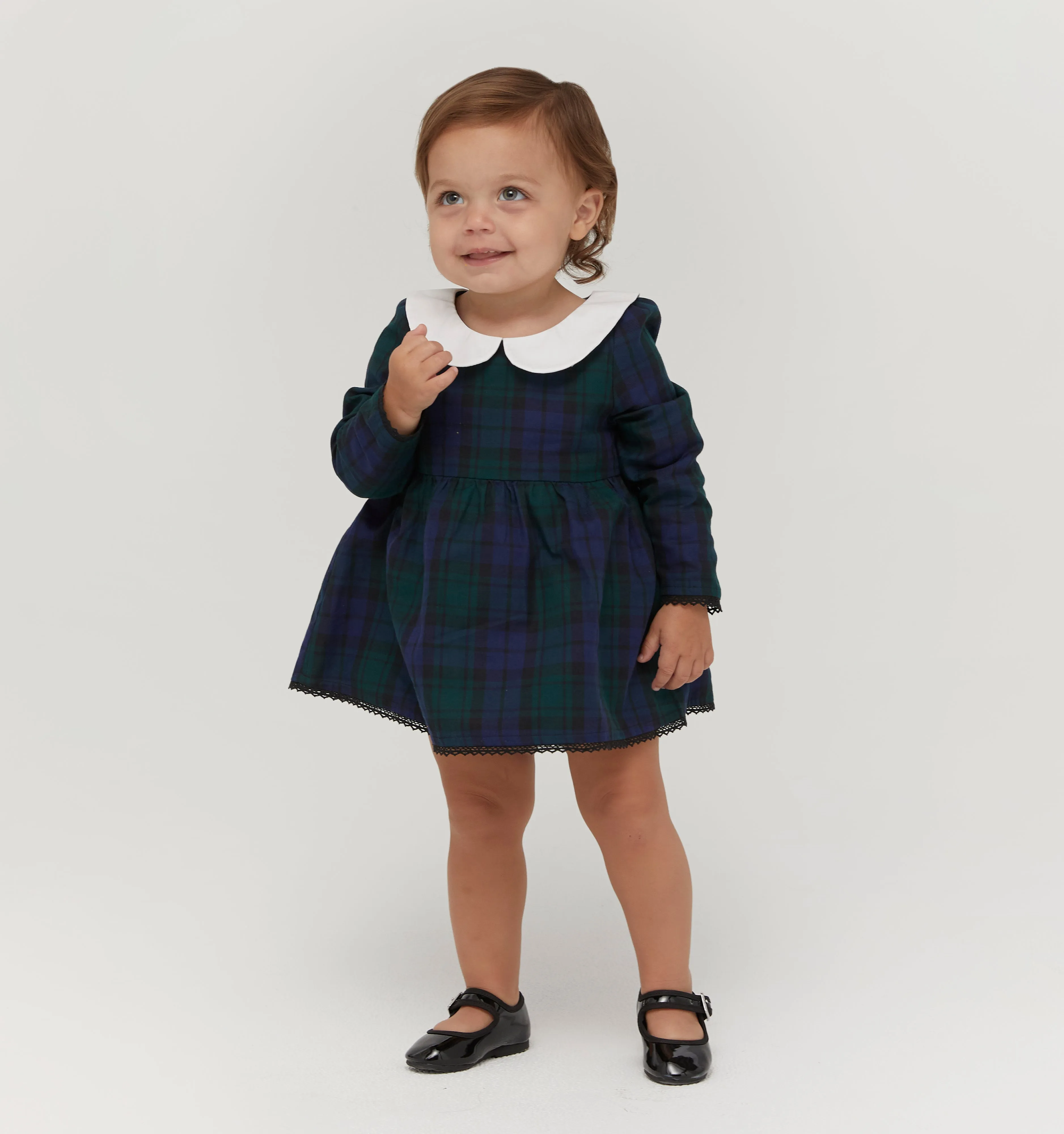 The Baby Lottie Dress - Blackwatch Tartan