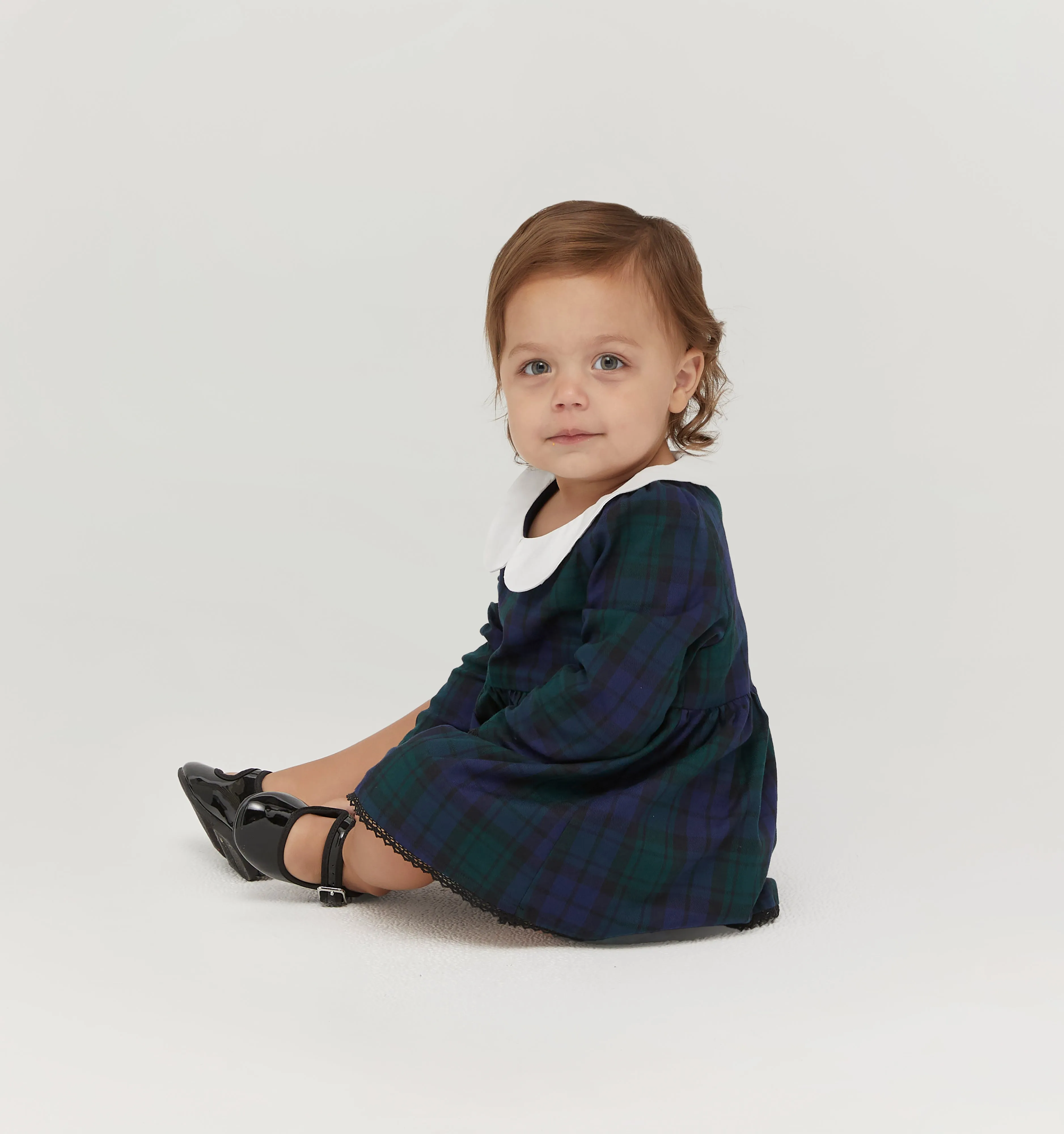 The Baby Lottie Dress - Blackwatch Tartan