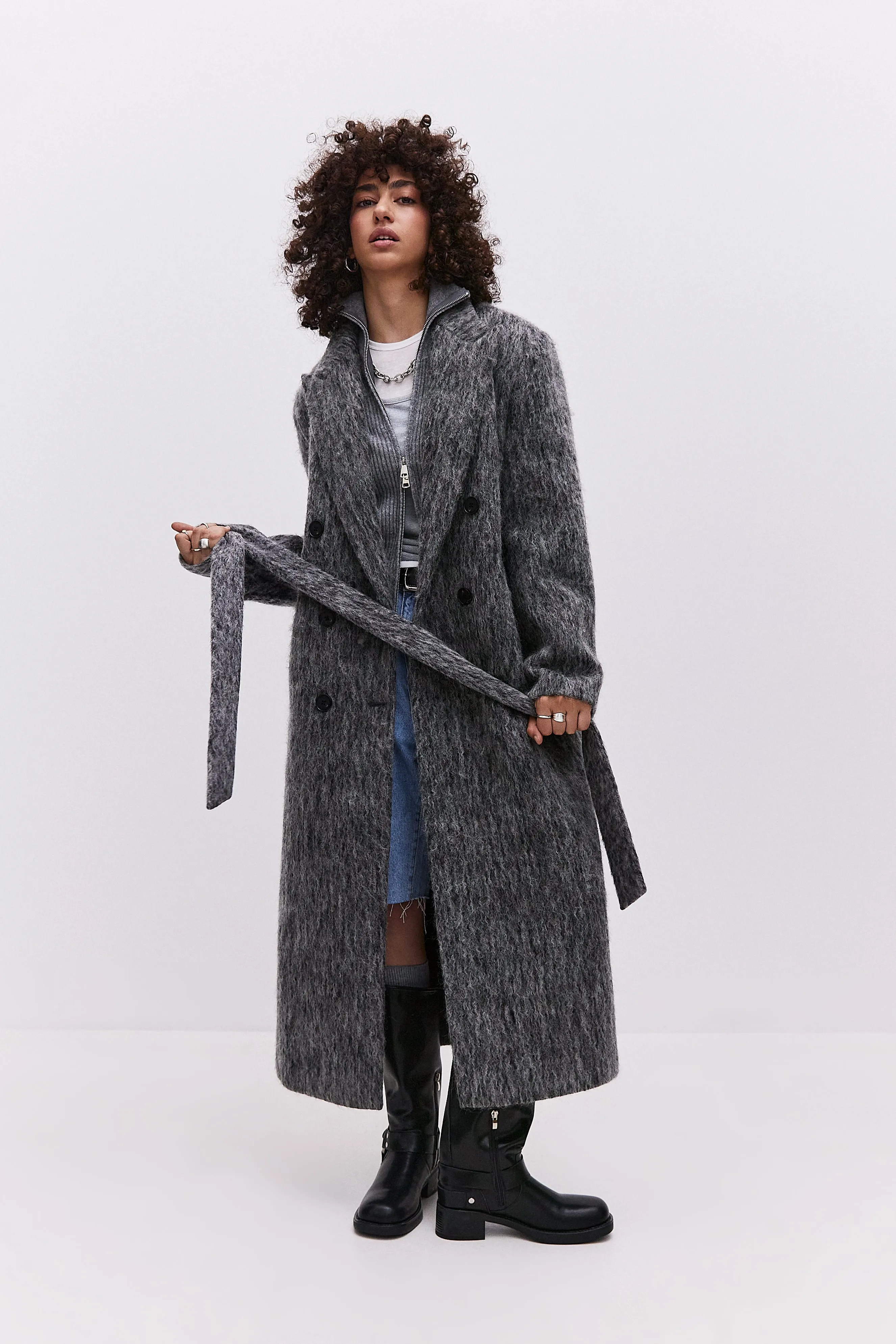 Trendy Oversized Gray Wool Coat Eira