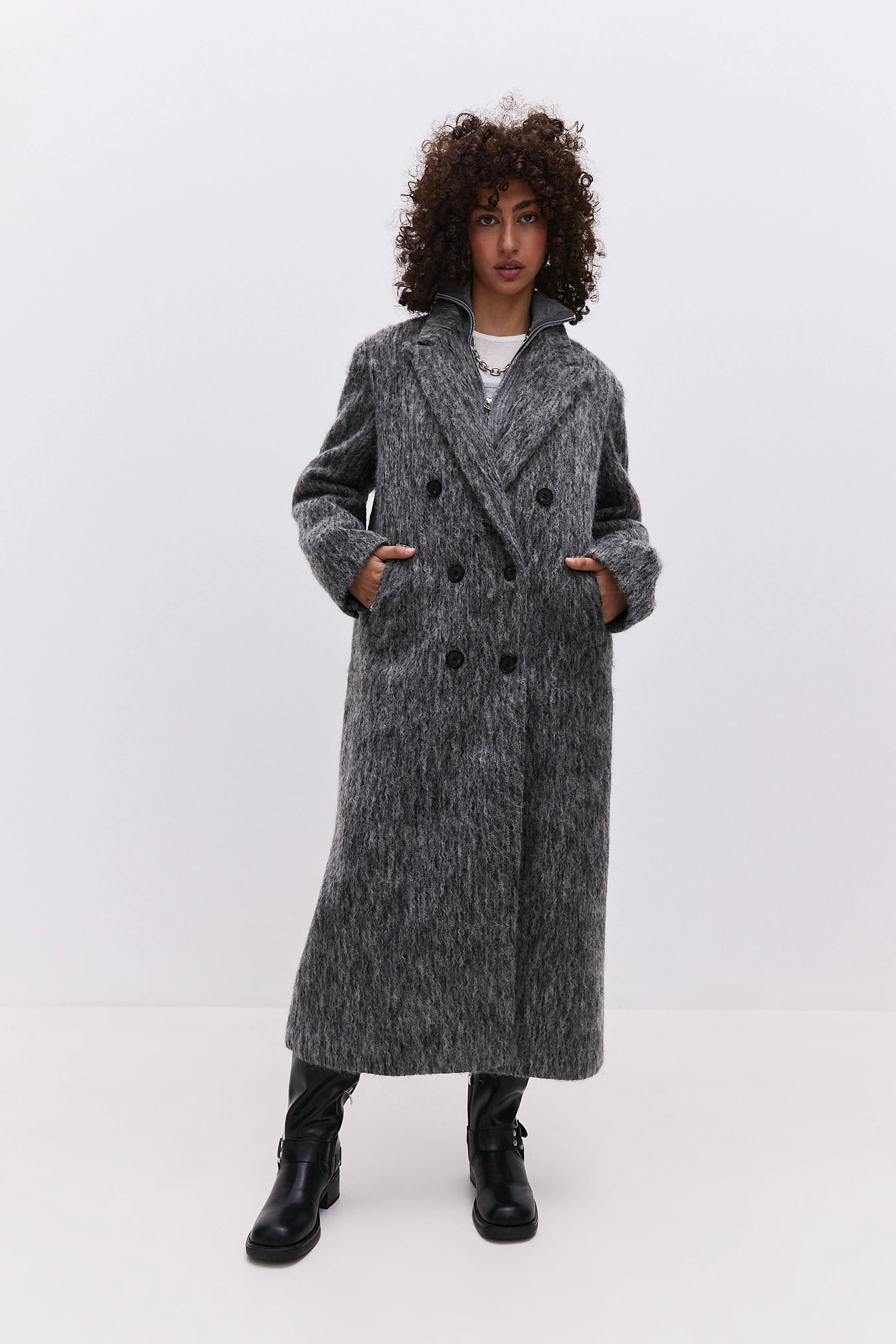 Trendy Oversized Gray Wool Coat Eira