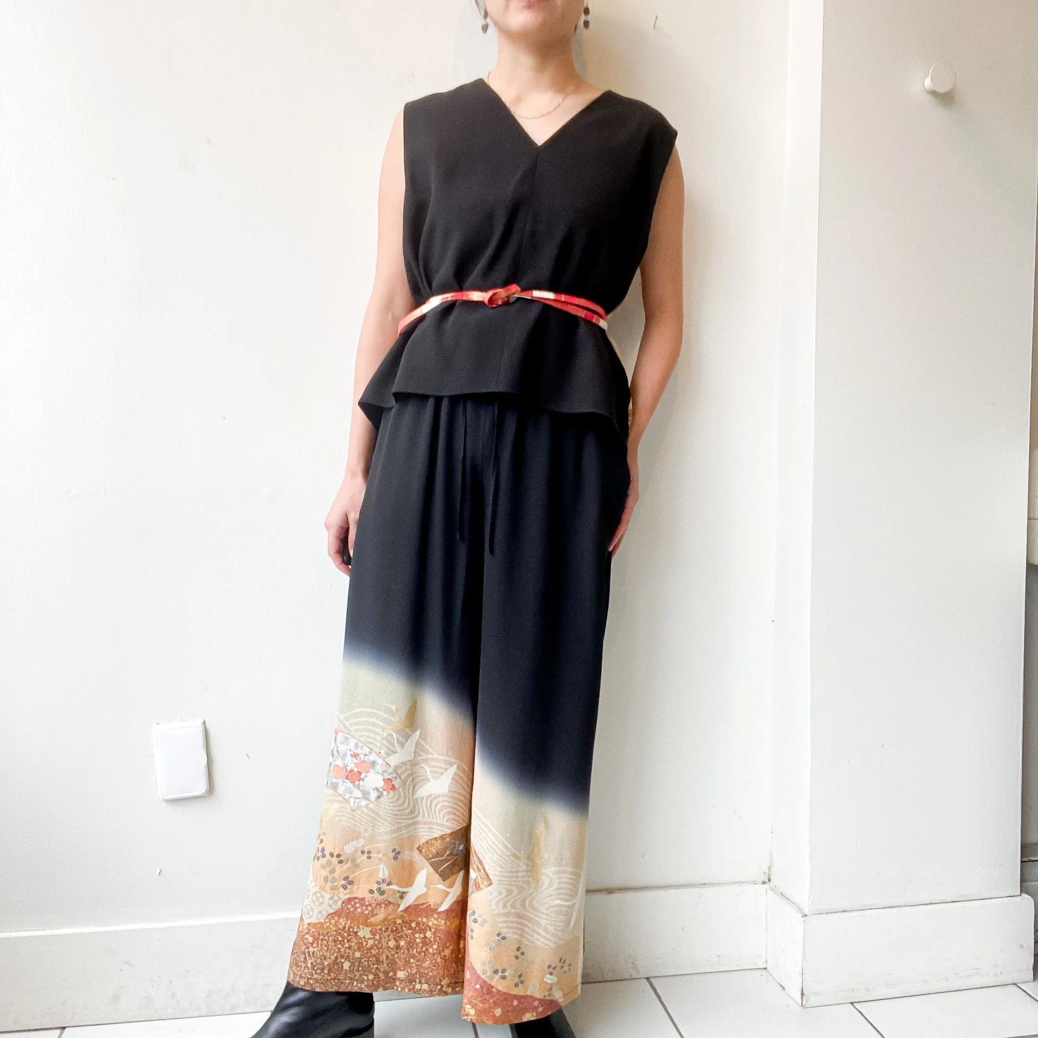 Tsumugi | Vintage Silk Kimono Two Piece | TP9 - Black