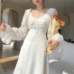 Vintage Fairy Dress Women Elegant Designer Chiffon Dress Long Sleeve French Party Midi Dress Casual Women's Clothing Autumn