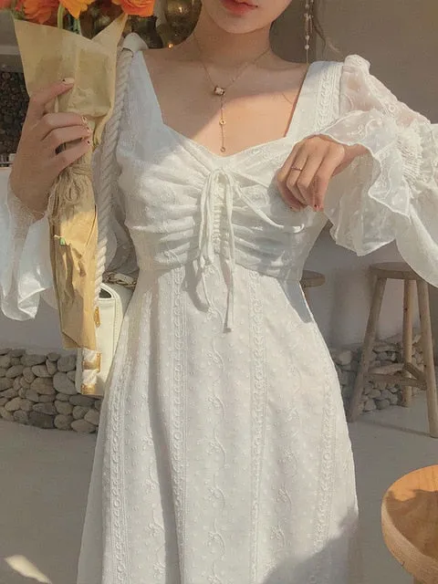 Vintage Fairy Dress Women Elegant Designer Chiffon Dress Long Sleeve French Party Midi Dress Casual Women's Clothing Autumn